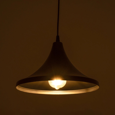 GloboStar® BELFRY 203-0078 Μοντέρνο Κρεμαστό Φωτιστικό Καμπάνα Μονόφωτο 1 x E27 IP20 Μαύρο Πλαστικό - Μ29.5 x Π29.5 x Υ21cm