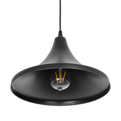 GloboStar® BELFRY 203-0078 Μοντέρνο Κρεμαστό Φωτιστικό Καμπάνα Μονόφωτο 1 x E27 IP20 Μαύρο Πλαστικό - Μ29.5 x Π29.5 x Υ21cm