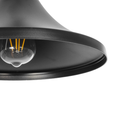 GloboStar® BELFRY 203-0078 Μοντέρνο Κρεμαστό Φωτιστικό Καμπάνα Μονόφωτο 1 x E27 IP20 Μαύρο Πλαστικό - Μ29.5 x Π29.5 x Υ21cm