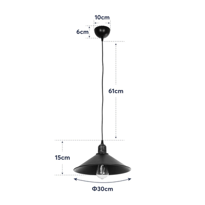 GloboStar® FERRO 203-0082 Μοντέρνο Κρεμαστό Φωτιστικό Καμπάνα Μονόφωτο 1 x E27 IP20 Μαύρο & Μπρούτζινο Πλαστικό - Μ30 x Π30 x Υ15cm