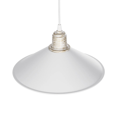 GloboStar® FERRO 203-0083 Μοντέρνο Κρεμαστό Φωτιστικό Καμπάνα Μονόφωτο 1 x E27 IP20 Λευκό & Χρυσό Πλαστικό - Μ30 x Π30 x Υ15cm