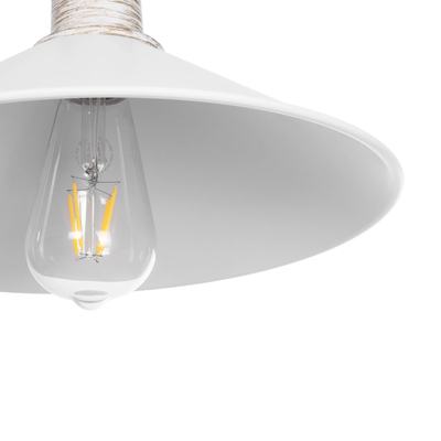 GloboStar® FERRO 203-0083 Μοντέρνο Κρεμαστό Φωτιστικό Καμπάνα Μονόφωτο 1 x E27 IP20 Λευκό & Χρυσό Πλαστικό - Μ30 x Π30 x Υ15cm