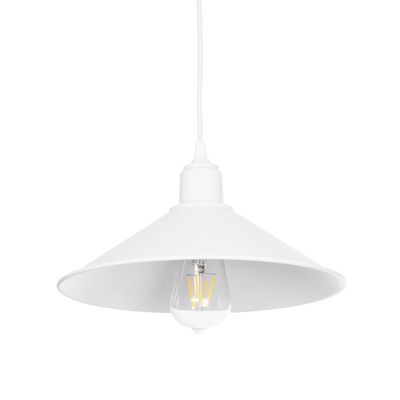 GloboStar® FERRO 203-0085 Μοντέρνο Κρεμαστό Φωτιστικό Καμπάνα Μονόφωτο 1 x E27 IP20 Λευκό Πλαστικό - Μ30 x Π30 x Υ15cm