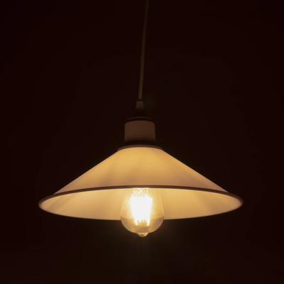 GloboStar® FERRO 203-0087 Μοντέρνο Κρεμαστό Φωτιστικό Καμπάνα Μονόφωτο 1 x E27 IP20 Λευκό Πλαστικό - Μ30 x Π30 x Υ15cm