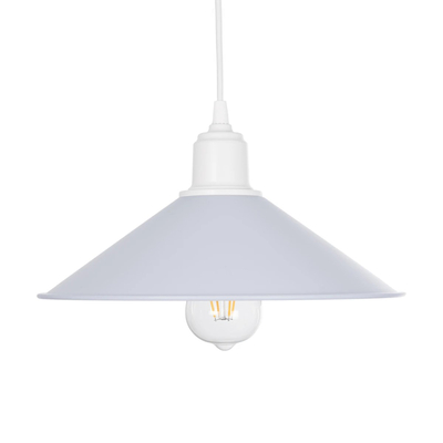 GloboStar® FERRO 203-0087 Μοντέρνο Κρεμαστό Φωτιστικό Καμπάνα Μονόφωτο 1 x E27 IP20 Λευκό Πλαστικό - Μ30 x Π30 x Υ15cm