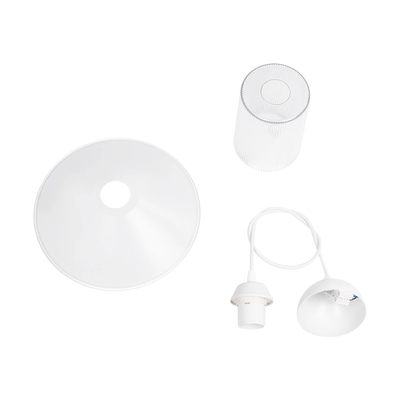 GloboStar® PROMO 203-0088 Μοντέρνο Κρεμαστό Φωτιστικό Καμπάνα Μονόφωτο 1 x E27 IP20 Λευκό Πλαστικό - Μ25.5 x Π25.5 x Υ20cm