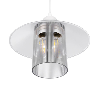 GloboStar® PROMO 203-0088 Μοντέρνο Κρεμαστό Φωτιστικό Καμπάνα Μονόφωτο 1 x E27 IP20 Λευκό Πλαστικό - Μ25.5 x Π25.5 x Υ20cm