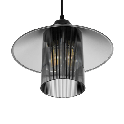 GloboStar® PROMO 203-0089 Μοντέρνο Κρεμαστό Φωτιστικό Καμπάνα Μονόφωτο 1 x E27 IP20 Μαύρο Πλαστικό - Μ25.5 x Π25.5 x Υ20cm