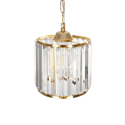 GloboStar® GLAMOROUS 203-0093 Κλασικό Κρεμαστό Φωτιστικό Κρύσταλλα Μονόφωτο 1 x E27 IP20 Χρυσό Μέταλλο με Διάφανο Κρύσταλλο - Μ19 x Π19 x Υ16.5cm