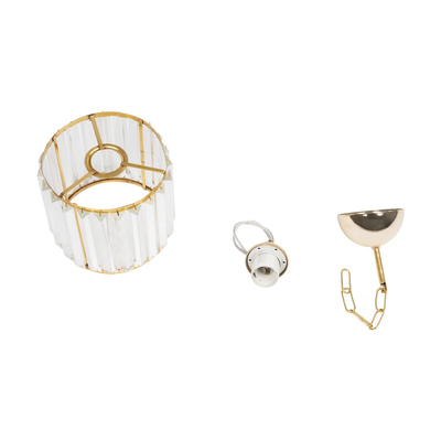 GloboStar® GLAMOROUS 203-0093 Κλασικό Κρεμαστό Φωτιστικό Κρύσταλλα Μονόφωτο 1 x E27 IP20 Χρυσό Μέταλλο με Διάφανο Κρύσταλλο - Μ19 x Π19 x Υ16.5cm