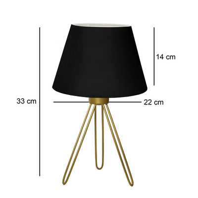 GloboStar® TRIP 204-0085 Μοντέρνο Eπιτραπέζιο Φωτιστικό Μονόφωτο 1 x E27 IP20 Χρυσό Μέταλλο με Μαύρο Ύφασμα - Μ22 x Π22 x Υ33cm