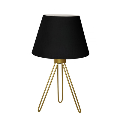 GloboStar® TRIP 204-0085 Μοντέρνο Eπιτραπέζιο Φωτιστικό Μονόφωτο 1 x E27 IP20 Χρυσό Μέταλλο με Μαύρο Ύφασμα - Μ22 x Π22 x Υ33cm
