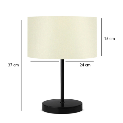 GloboStar® LARA 204-0075 Μοντέρνο Eπιτραπέζιο Φωτιστικό Μονόφωτο 1 x E27 IP20 Μαύρο Μέταλλο με Μπεζ Ύφασμα - Μ24 x Π24 x Υ35cm