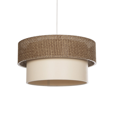 GloboStar® LIVI 203-0175 Μοντέρνο Κρεμαστό Φωτιστικό Καπέλο Μονόφωτο 1 x E27 IP20 Σκούρο Καφέ & Λευκό Ύφασμα - Μ38 x Π38 x Υ95cm