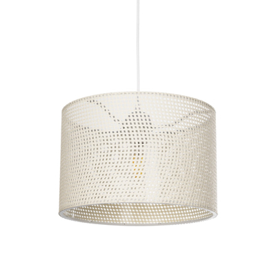 GloboStar® CLAIRIE 203-0137 Μοντέρνο Κρεμαστό Φωτιστικό Καπέλο Μονόφωτο 1 x E27 IP20 Λευκό Ύφασμα - Μ30 x Π30 x Υ93cm