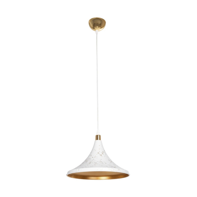 GloboStar® MARBLE 203-0098 Μοντέρνο Κρεμαστό Φωτιστικό Καμπάνα Μονόφωτο 1 x E27 IP20 Λεύκο & Χρυσό Πλαστικό - Μ30 x Π30 x Υ20cm