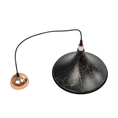 GloboStar® MARBLE 203-0099 Μοντέρνο Κρεμαστό Φωτιστικό Καμπάνα Μονόφωτο 1 x E27 IP20 Μαύρο & Χρυσό Πλαστικό - Μ30 x Π30 x Υ20cm