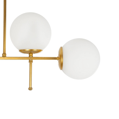 GloboStar® GLOBUS 203-0105 Μοντέρνο Φωτιστικό Οροφής Ράγα Πολύφωτο 4 x E27 IP20 Χρυσό Μέταλλο με Λευκό Γυαλί - Μ70 x Π15 x Υ34cm