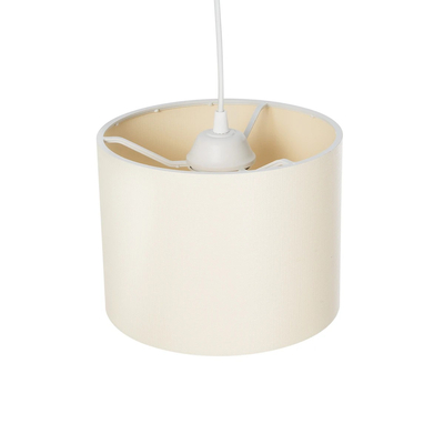 GloboStar® BLAZE 203-0106 Μοντέρνο Κρεμαστό Φωτιστικό Καπέλο Μονόφωτο 1 x E27 IP20 Μπεζ Ύφασμα - Μ22 x Π22 x Υ20cm