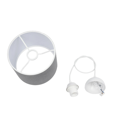 GloboStar® BLAZE 203-0108 Μοντέρνο Κρεμαστό Φωτιστικό Καπέλο Μονόφωτο 1 x E27 IP20 Γκρι Ύφασμα - Μ22 x Π22 x Υ20cm