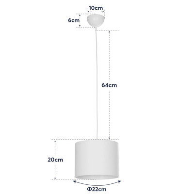 GloboStar® BLAZE 203-0108 Μοντέρνο Κρεμαστό Φωτιστικό Καπέλο Μονόφωτο 1 x E27 IP20 Γκρι Ύφασμα - Μ22 x Π22 x Υ20cm