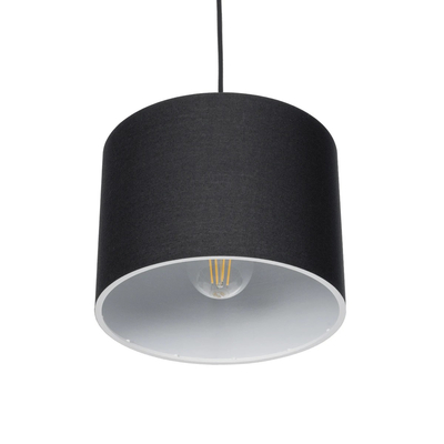 GloboStar® BLAZE 203-0109 Μοντέρνο Κρεμαστό Φωτιστικό Καπέλο Μονόφωτο 1 x E27 IP20 Μαύρο Ύφασμα - Μ22 x Π22 x Υ20cm