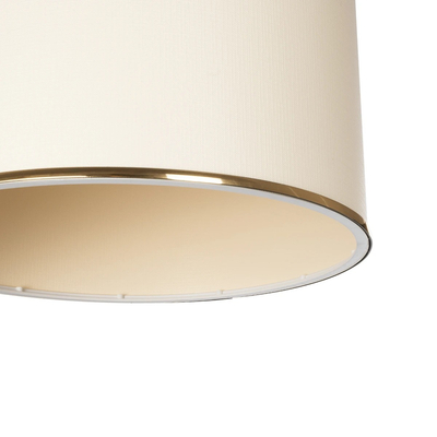 GloboStar® ELECTRA 203-0110 Μοντέρνο Κρεμαστό Φωτιστικό Καπέλο Μονόφωτο 1 x E27 IP20 Mπεζ Ύφασμα με Χρυσό Μέταλλο - Μ30 x Π30 x Υ23cm