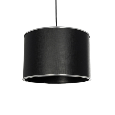 GloboStar® ELECTRA 203-0111 Μοντέρνο Κρεμαστό Φωτιστικό Καπέλο Μονόφωτο 1 x E27 IP20 Mαύρο Ύφασμα με Ασημί Μέταλλο - Μ30 x Π30 x Υ23cm