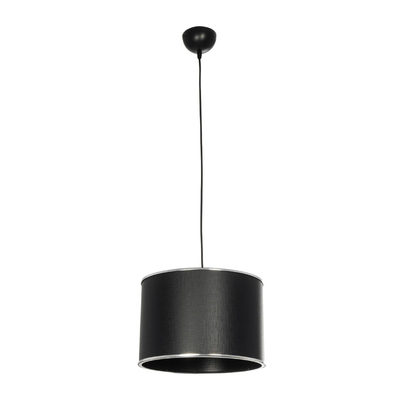 GloboStar® ELECTRA 203-0111 Μοντέρνο Κρεμαστό Φωτιστικό Καπέλο Μονόφωτο 1 x E27 IP20 Mαύρο Ύφασμα με Ασημί Μέταλλο - Μ30 x Π30 x Υ23cm