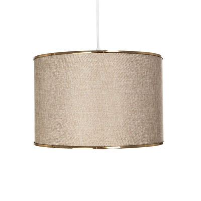 GloboStar® ELECTRA 203-0112 Μοντέρνο Κρεμαστό Φωτιστικό Καπέλο Μονόφωτο 1 x E27 IP20 Mπεζ Ύφασμα με Χρυσό Μέταλλο - Μ30 x Π30 x Υ23cm