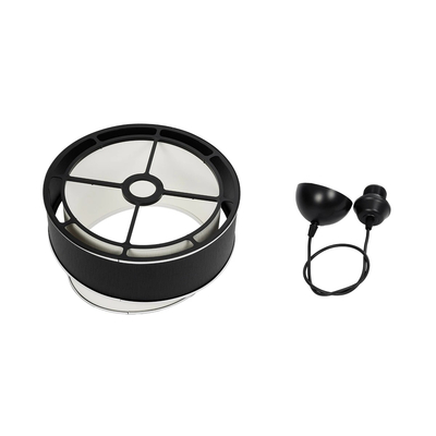 GloboStar® SONIA 203-0118 Μοντέρνο Κρεμαστό Φωτιστικό Καπέλο Μονόφωτο 1 x E27 IP20 Μαύρο & Λευκό Ύφασμα με Ασημί Λεπτομέρεια - Μ30 x Π30 x Υ90 cm