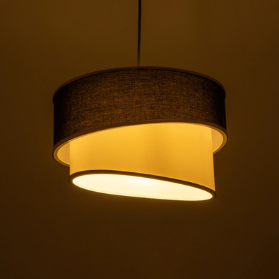 GloboStar® SONIA 203-0120 Μοντέρνο Κρεμαστό Φωτιστικό Καπέλο Μονόφωτο 1 x E27 IP20 Μαύρο & ΑσπροΎφασμα - Μ30 x Π30 x Υ90 cm