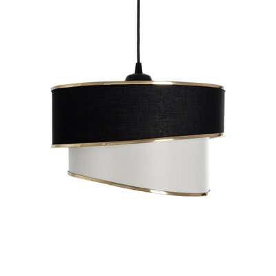 GloboStar® SONIA 203-0120 Μοντέρνο Κρεμαστό Φωτιστικό Καπέλο Μονόφωτο 1 x E27 IP20 Μαύρο & ΑσπροΎφασμα - Μ30 x Π30 x Υ90 cm