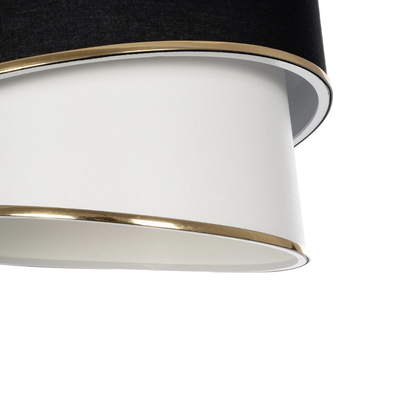 GloboStar® SONIA 203-0120 Μοντέρνο Κρεμαστό Φωτιστικό Καπέλο Μονόφωτο 1 x E27 IP20 Μαύρο & ΑσπροΎφασμα - Μ30 x Π30 x Υ90 cm