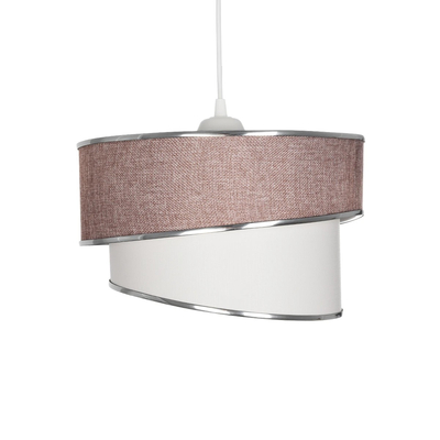 GloboStar® SONIA 203-0122 Μοντέρνο Κρεμαστό Φωτιστικό Καπέλο Μονόφωτο 1 x E27 IP20 Ροζ & Λευκό Ύφασμα με Ασημί Λεπτομέρεια - Μ30 x Π30 x Υ90 cm
