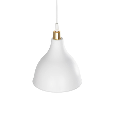GloboStar® RADE 203-0125 Μοντέρνο Κρεμαστό Φωτιστικό Καμπάνα Μονόφωτο 1 x E27 IP20 Λευκό με Χρυσό Πλαστικό - Μ17.5 x Π17.5 x Υ56cm