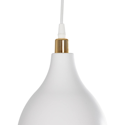 GloboStar® RADE 203-0125 Μοντέρνο Κρεμαστό Φωτιστικό Καμπάνα Μονόφωτο 1 x E27 IP20 Λευκό με Χρυσό Πλαστικό - Μ17.5 x Π17.5 x Υ56cm
