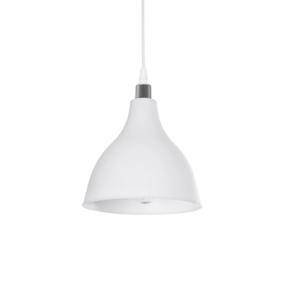 GloboStar® RADE 203-0126 Μοντέρνο Κρεμαστό Φωτιστικό Καμπάνα Μονόφωτο 1 x E27 IP20 Λευκό με Ασημί Πλαστικό - Μ17.5 x Π17.5 x Υ56cm