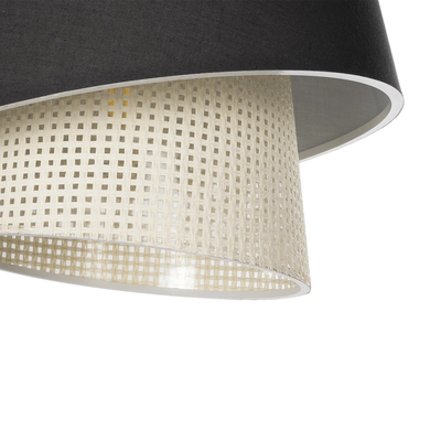 GloboStar® ALINA 203-0131 Μοντέρνο Κρεμαστό Φωτιστικό Καπέλο Μονόφωτο 1 x E27 IP20 Μαύρο & Λευκό Ύφασμα - Μ30 x Π30 x Υ93cm