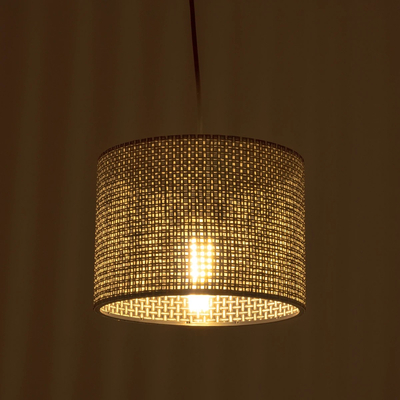 GloboStar® CLAIRIE 203-0132 Μοντέρνο Κρεμαστό Φωτιστικό Καπέλο Μονόφωτο 1 x E27 IP20 Καφέ Ύφασμα - Μ22 x Π22 x Υ93cm