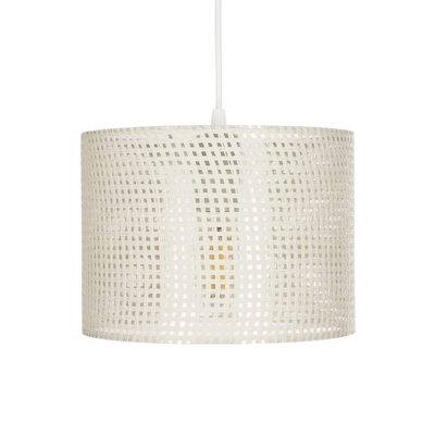 GloboStar® CLAIRIE 203-0134 Μοντέρνο Κρεμαστό Φωτιστικό Καπέλο Μονόφωτο 1 x E27 IP20 Λευκό Ύφασμα - Μ22 x Π22 x Υ93cm