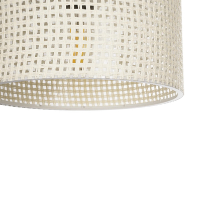 GloboStar® CLAIRIE 203-0134 Μοντέρνο Κρεμαστό Φωτιστικό Καπέλο Μονόφωτο 1 x E27 IP20 Λευκό Ύφασμα - Μ22 x Π22 x Υ93cm