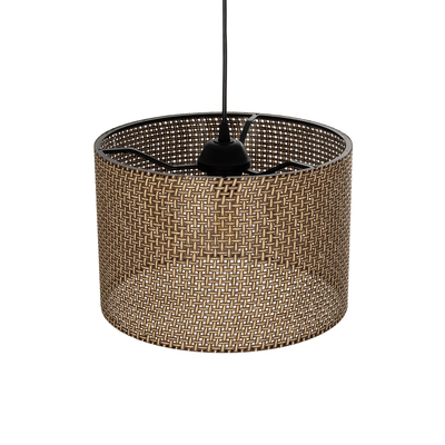 GloboStar® CLAIRIE 203-0135 Μοντέρνο Κρεμαστό Φωτιστικό Καπέλο Μονόφωτο 1 x E27 IP20 Καφέ Ύφασμα - Μ30 x Π30 x Υ93cm