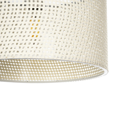 GloboStar® CLAIRIE 203-0137 Μοντέρνο Κρεμαστό Φωτιστικό Καπέλο Μονόφωτο 1 x E27 IP20 Λευκό Ύφασμα - Μ30 x Π30 x Υ93cm