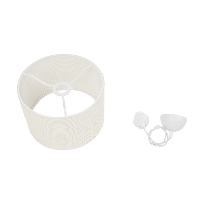 GloboStar® CLAIRIE 203-0137 Μοντέρνο Κρεμαστό Φωτιστικό Καπέλο Μονόφωτο 1 x E27 IP20 Λευκό Ύφασμα - Μ30 x Π30 x Υ93cm