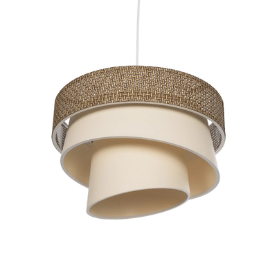 GloboStar® SIERA 203-0169 Μοντέρνο Κρεμαστό Φωτιστικό Καπέλο Μονόφωτο 1 x E27 IP20 Καφέ & Σκούρο Μπεζ Ύφασμα - Μ38 x Π38 x Υ95cm