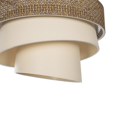 GloboStar® SIERA 203-0169 Μοντέρνο Κρεμαστό Φωτιστικό Καπέλο Μονόφωτο 1 x E27 IP20 Καφέ & Σκούρο Μπεζ Ύφασμα - Μ38 x Π38 x Υ95cm