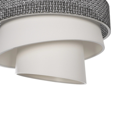 GloboStar® SIERA 203-0170 Μοντέρνο Κρεμαστό Φωτιστικό Καπέλο Μονόφωτο 1 x E27 IP20 Γκρι & Λευκό Ύφασμα - Μ38 x Π38 x Υ95cm