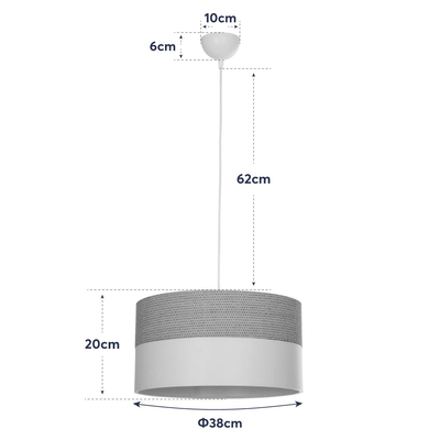 GloboStar® LIVA 203-0173 Μοντέρνο Κρεμαστό Φωτιστικό Καπέλο Μονόφωτο 1 x E27 IP20 Καφέ & Λευκό Ύφασμα - Μ38 x Π38 x Υ95cm