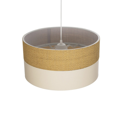 GloboStar® LIVA 203-0173 Μοντέρνο Κρεμαστό Φωτιστικό Καπέλο Μονόφωτο 1 x E27 IP20 Καφέ & Λευκό Ύφασμα - Μ38 x Π38 x Υ95cm